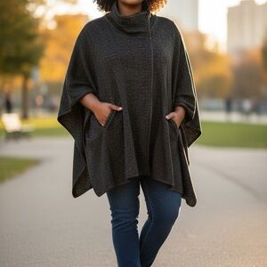 Eileen Fisher Black Ramie Half Zip Jacket Blazer Size Small‎ Silk Blend Lined